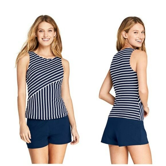 Lands end High Neck Tankini Top Swimsuit Modest 14 DD CUP - Picture 3 of 8